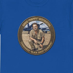 Greg "Pappy" Boyington Patch T-Shirt | WWII Marine Fighter Pilot Tribute