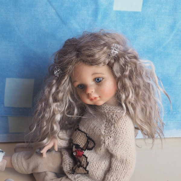 doll wig for Paola Reina Doll Blonde ombre hair from angora natural long hair, ready to ship from Italy, LaFiabaRussa Bjd wig, doll mohair