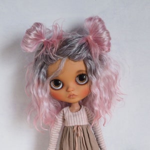 Qbaby Blythe pullip pink gray doll Angora Mohair Natural curly bjd wig for doll  hair Angora hair made in Italy LafiabaRussa