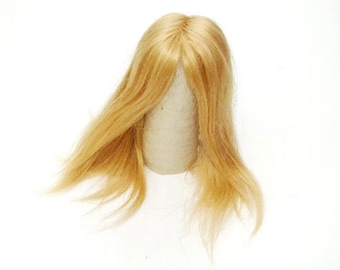 Doll Wig 12" van natuurlijk jakhaar voor eenvoudig en pluizig - Waldorf pop maken van benodigdheden, vintage pop, stoffen pop pruik, pruik 18" pop