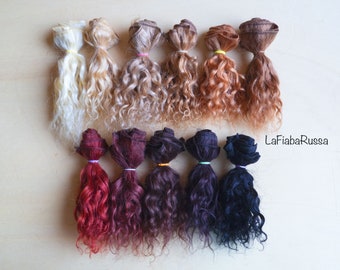 Curly Weft Mohair 1 meter Doll Hair Goat hair wefted strong mohair hair simil human - LaFiabaRussa