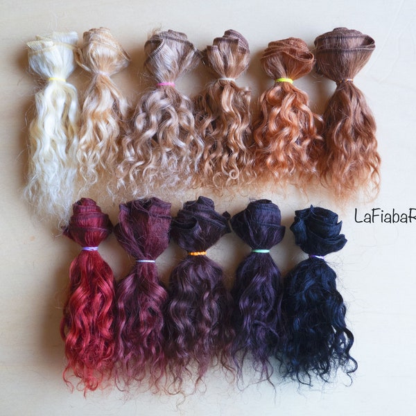 Curly Weft Mohair 1 meter Doll Hair Goat hair wefted strong mohair hair simil human - LaFiabaRussa