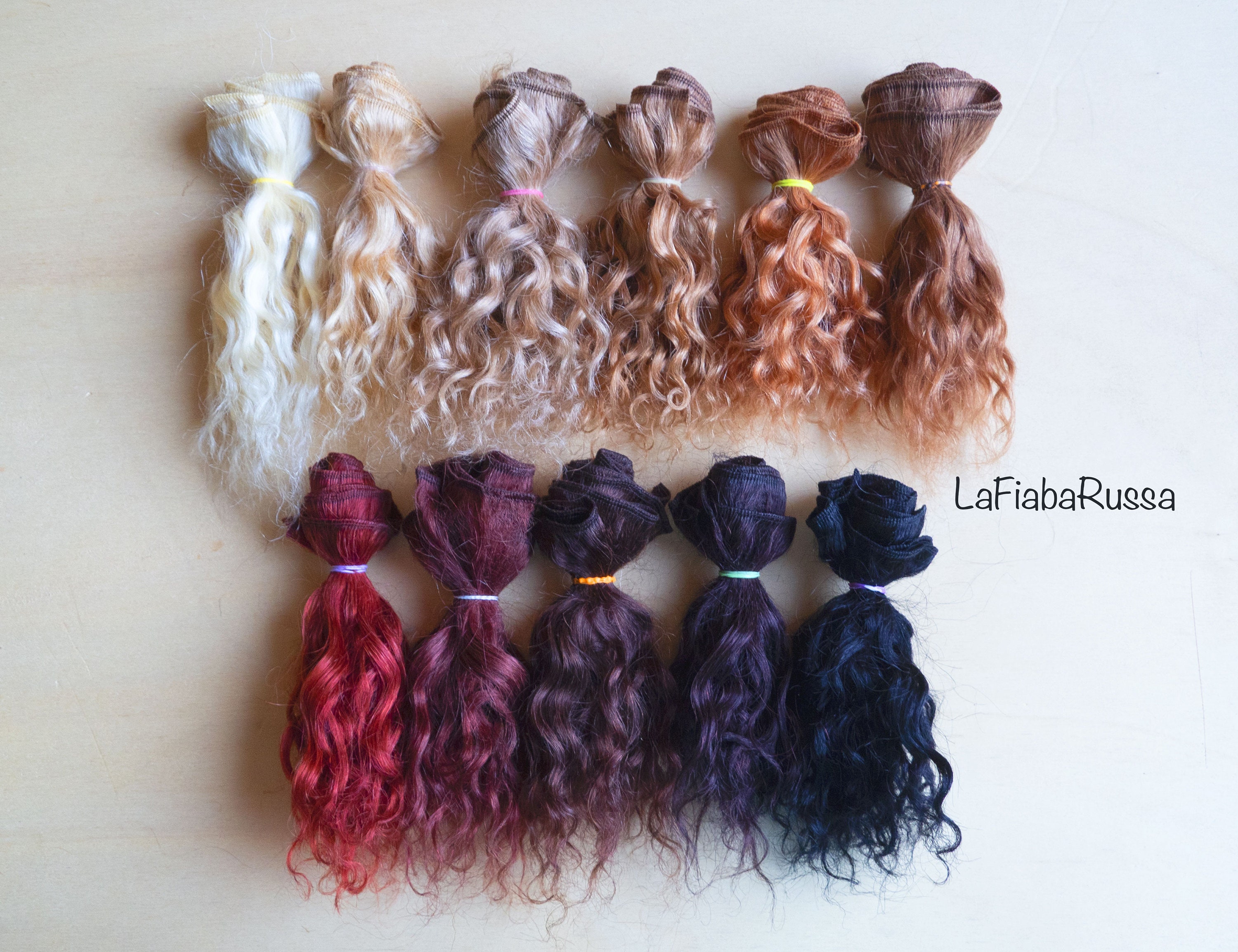 Trama rizada Mohair 1 metro Pelo de muñeca Cabello de cabra tramado fuerte mohair similar al humano - LaFiabaRussa