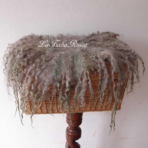 Foto posierende Requisite Neugeborene Baby grün braun lockige lange Locken Flokati Teppich flache Baby Requisiten Korbfüller Locken aus UK