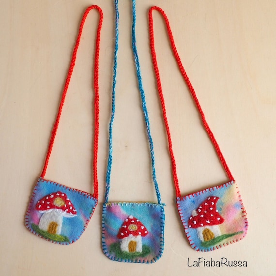 Hand felted Mushroom Wool Bags Hand felted Mushroom Wool Bags
