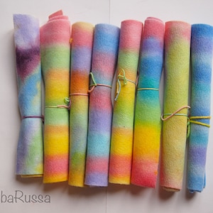Fogli di feltro di lana dipinti a mano, arcobaleno primavera inverno sfumato, tessuto 100% lana, artigianato, cucito, Waldorf, Montessori, artigianato per bambini