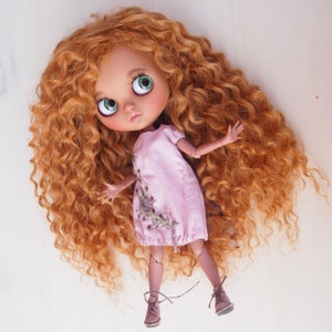 Blythe doll wig complete scalp from camel dark brown or blonde hair wefted Natural hair,  made to order  by LafiabaRussa