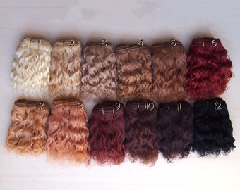 Trama rizada Mohair 1 metro Pelo de muñeca Cabello de cabra tramado fuerte mohair similar al humano - LaFiabaRussa