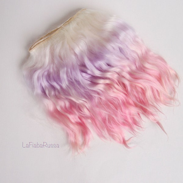 doll hair white lilac pink ombre Mohair weft Angora premium Organic Weft Mohair l Reborn hair Mohair wig bjd wig, from Italy by laFiabarussa