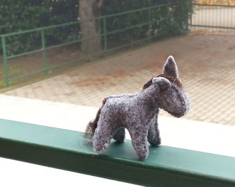 Felted stufed gray donkey from natural color wool- 1 pcs, waldorf toys. Fairy Forest animal toys for playscape by La Fiaba Russa