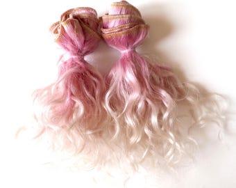 Trama rizada Mohair 1 metro colorido teñido de rosa Muñeca Cabello de cabra tramado fuerte mohair cabello similar al humano - LaFiabaRussa