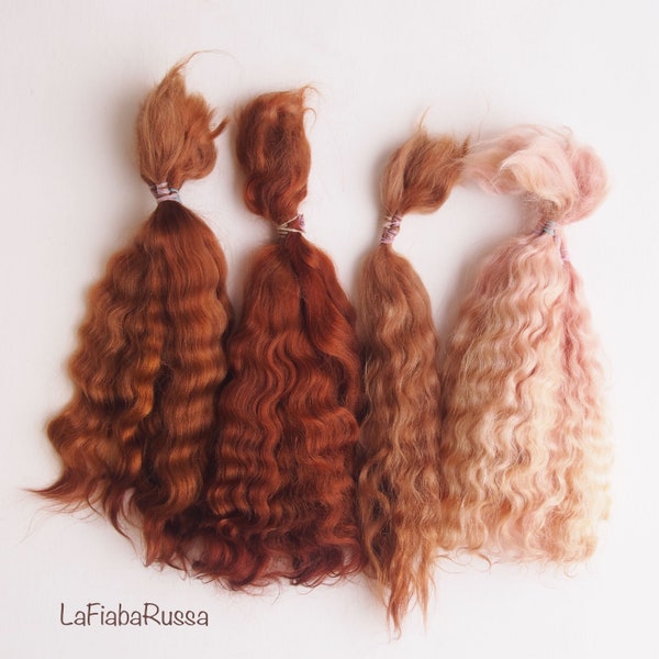 rusty set of curls of premium mohair doll hair for natural look your doll baby reborn doll , Bjd, reborn reroot fiber, By LafiabaRuussa