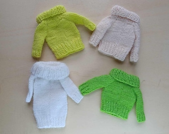 Knitted sweater angora baby mohair cardigan for blythe doll white, lime, beige, green knit clothes for blythe doll