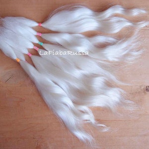 Doll Hair White Mohair locks straight long 8-9 in Combed mohair for reroot Reborn blythe pullip pukifee lati. lafiabarussa
