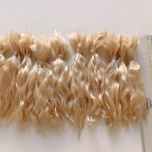 Cheveux blonds dorés de qualité supérieure en mohair pour poupée reborn, BJD, fibre angora de réimplantation de qualité supérieure, par LaFiabaRussa