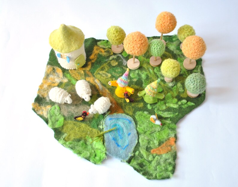 White wool sheep 1 pcs, waldorf toys. stufed toys. Fairy Forest animal toys for playscape image 4