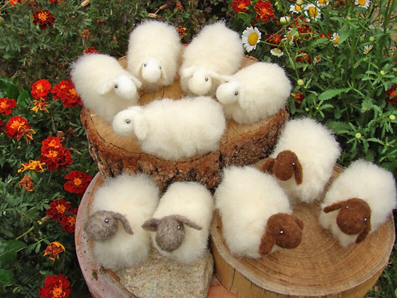 White wool sheep 1 pcs, waldorf toys. stufed toys. Fairy Forest animal toys for playscape image 5