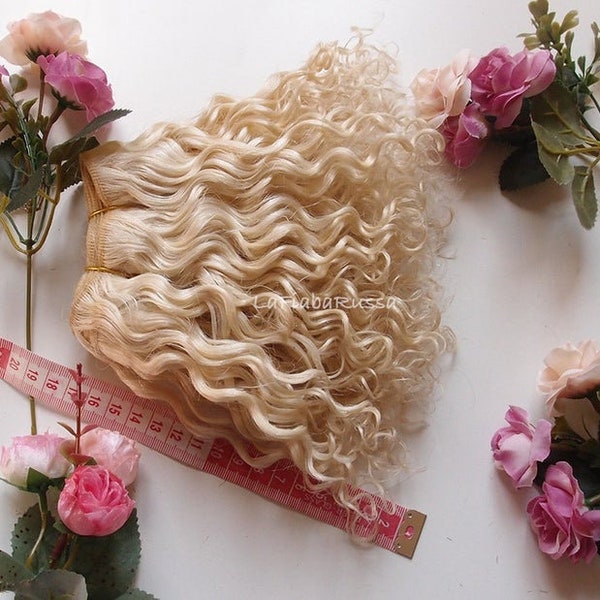 Curly Weft Mohair 1 meter Doll Hair Goat hair wefted strong mohair hair simil human - LaFiabaRussa