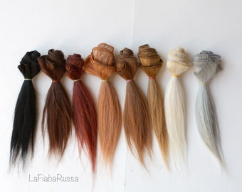 Trama de mohair de 1 metro de pelo de muñeca liso, pelo de cabra, mohair tramado, pelo fuerte similar al humano de LaFiabaRussa