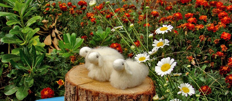 White wool sheep 1 pcs, waldorf toys. stufed toys. Fairy Forest animal toys for playscape image 2