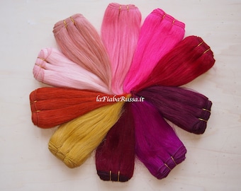 Trama de mohair de 1 metro de pelo de muñeca liso, pelo de cabra, mohair tramado, pelo fuerte similar al humano de LaFiabaRussa