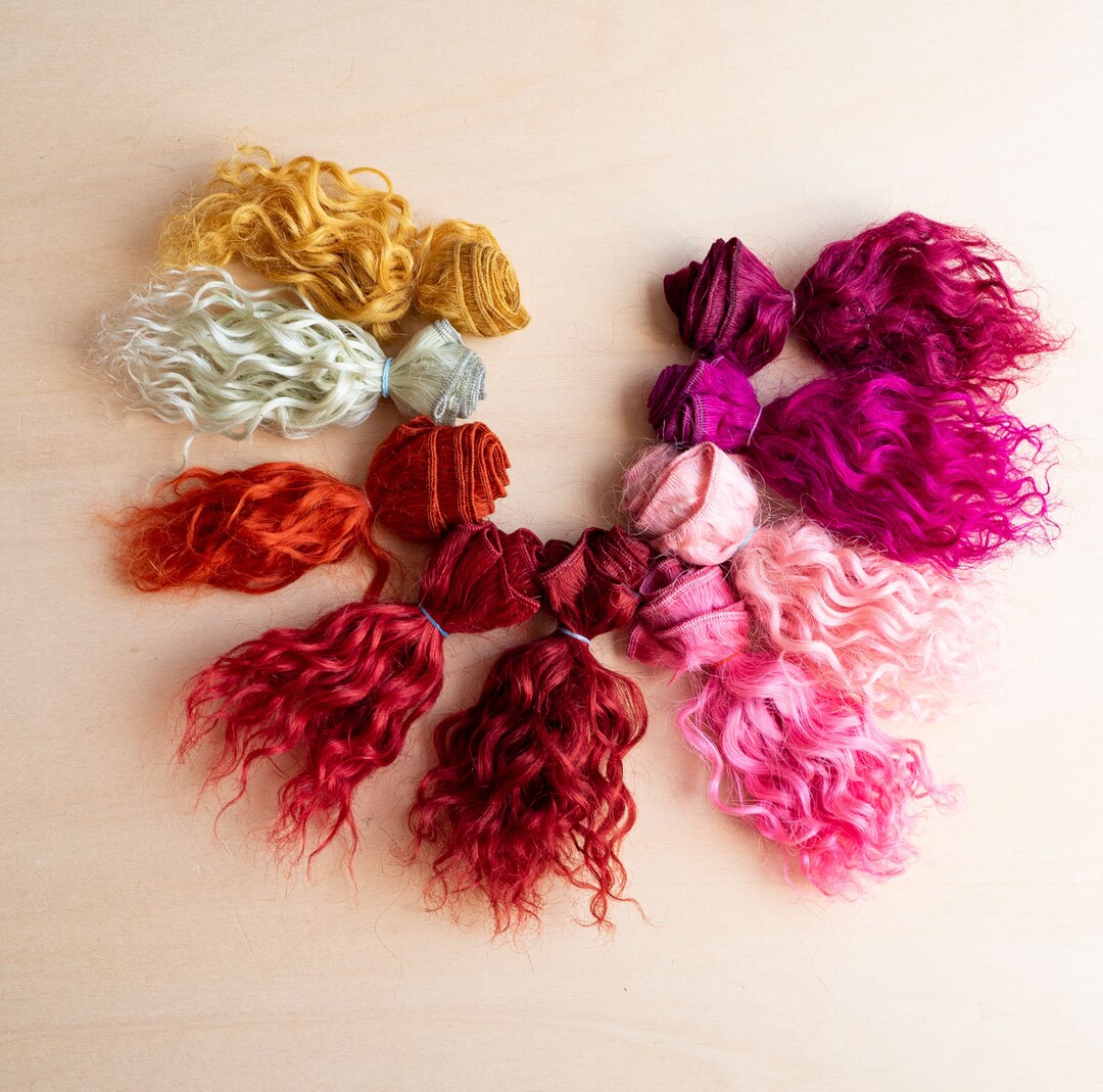 Curly Weft Mohair 1 Meter Doll Hair Goat Hair Wefted Strong Mohair Hair