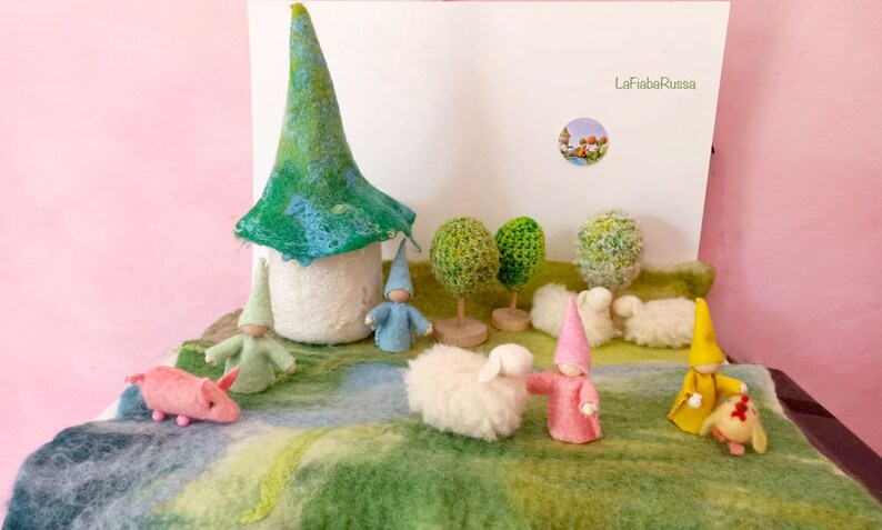 White wool sheep 1 pcs, waldorf toys. stufed toys. Fairy Forest animal toys for playscape image 6