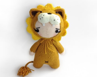 liOnesie-babe in lion costume - Knitting Pattern PDF