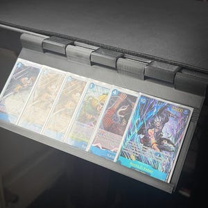 Card Holder for TCG Table Edge, foldable hand card stand for sleeved cards, One Piece TCG, 3D printed black