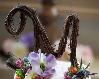 Rustic Wedding Cake Topper, Personalized Grapevine Initial, Custom Script Letter, Vineyard Wedding, Wedding Decor, Shabby Chic, Boho Twig