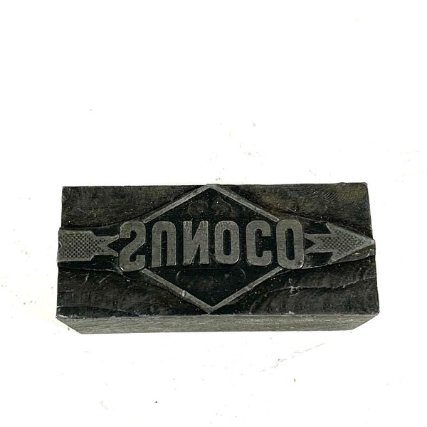 Vintage SUNOCO with Arrow Gas Advertising Letterpress Metal Printing Block