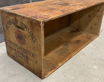 Antique Remington Portable Typewriter Shipping Crate, Primitive Industrial Storage Chest