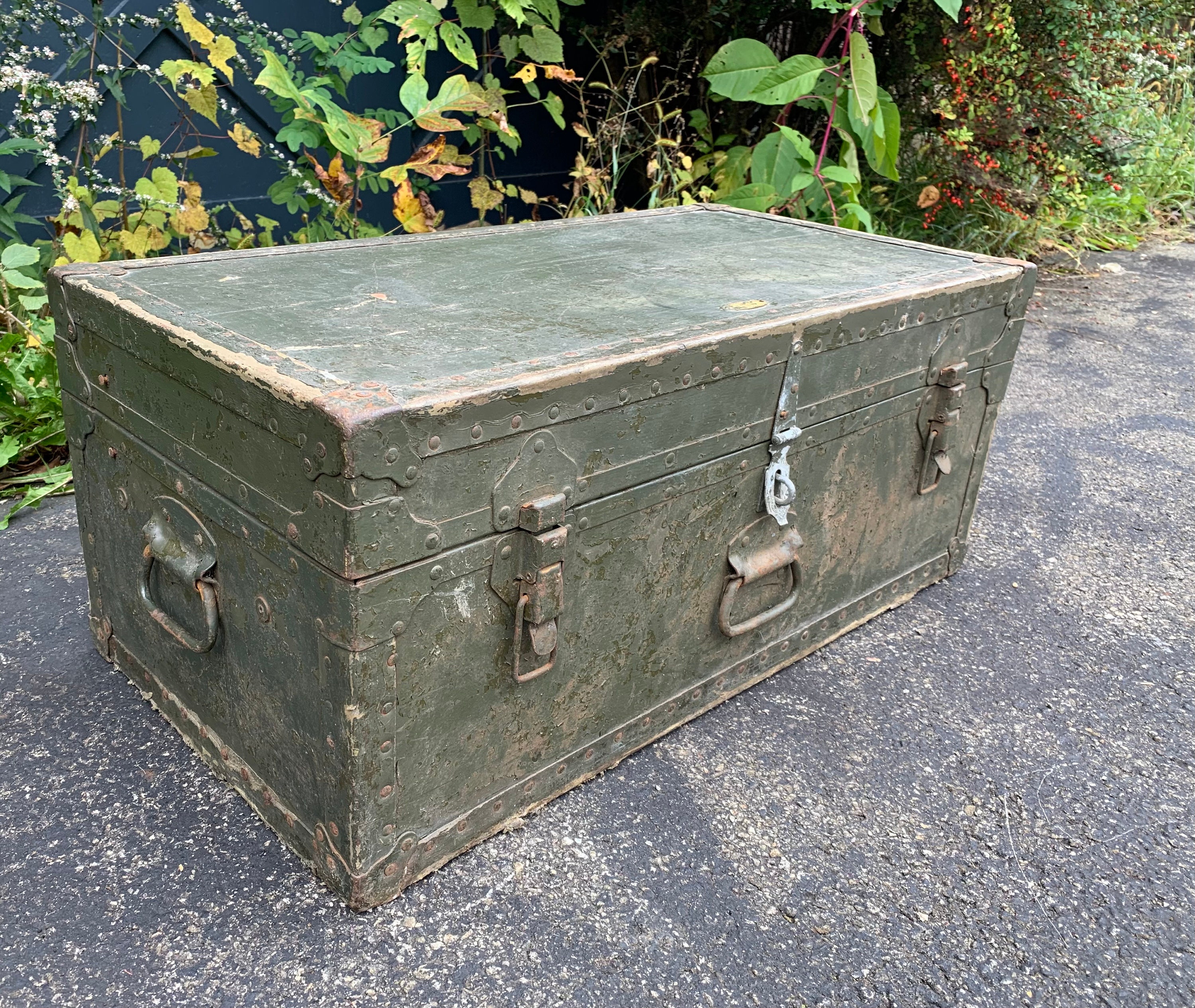 Vintage Military Footlocker West Point Steamer Trunk With 