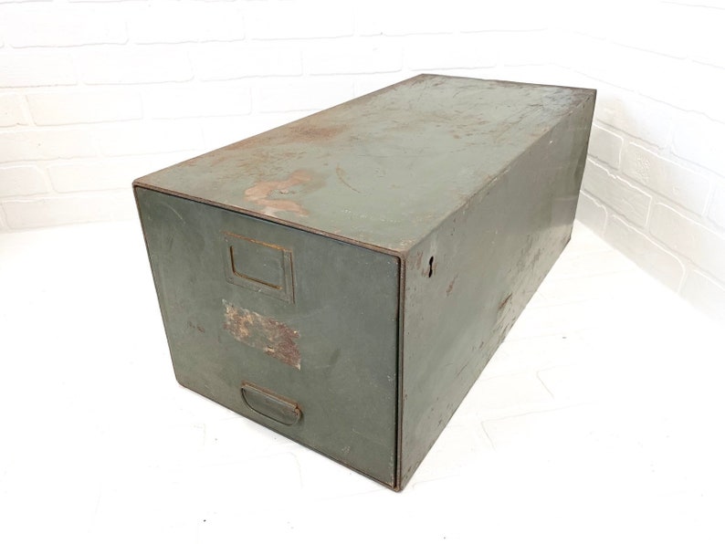 Vintage Green Steel Stacking File Cabinet Metal Single Drawer Etsy