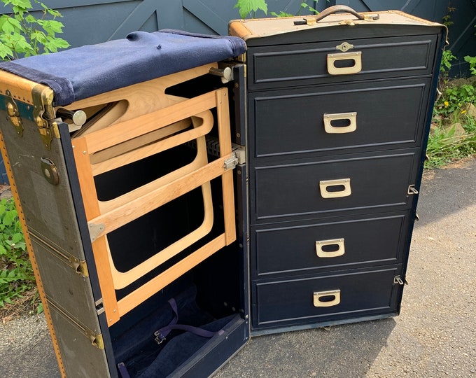 Antique 1930's Wardrobe Steamer Trunk, Large Oshkosh Travel Chest Etsy