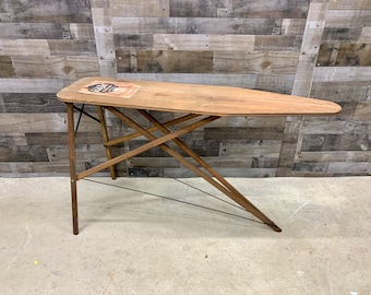 Antique Wood Ironing Board, Industrial Farmhouse Folding Table, Rid-Jid JR Clark Company