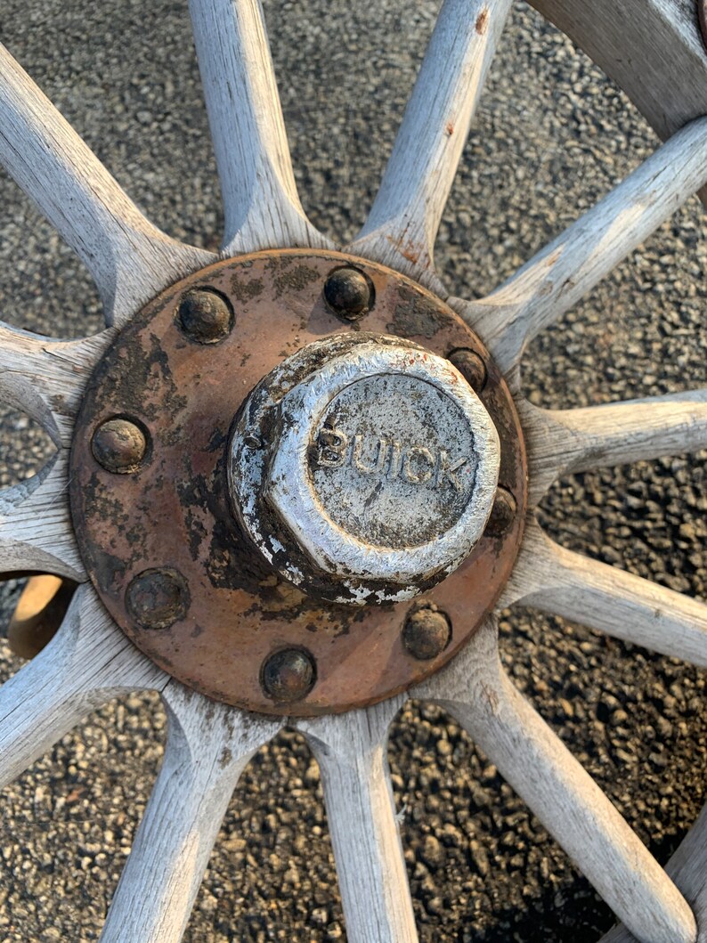 Antique Buick Wheel Wood Spoke Steel Rim Hubcap Rare Old Auto Etsy