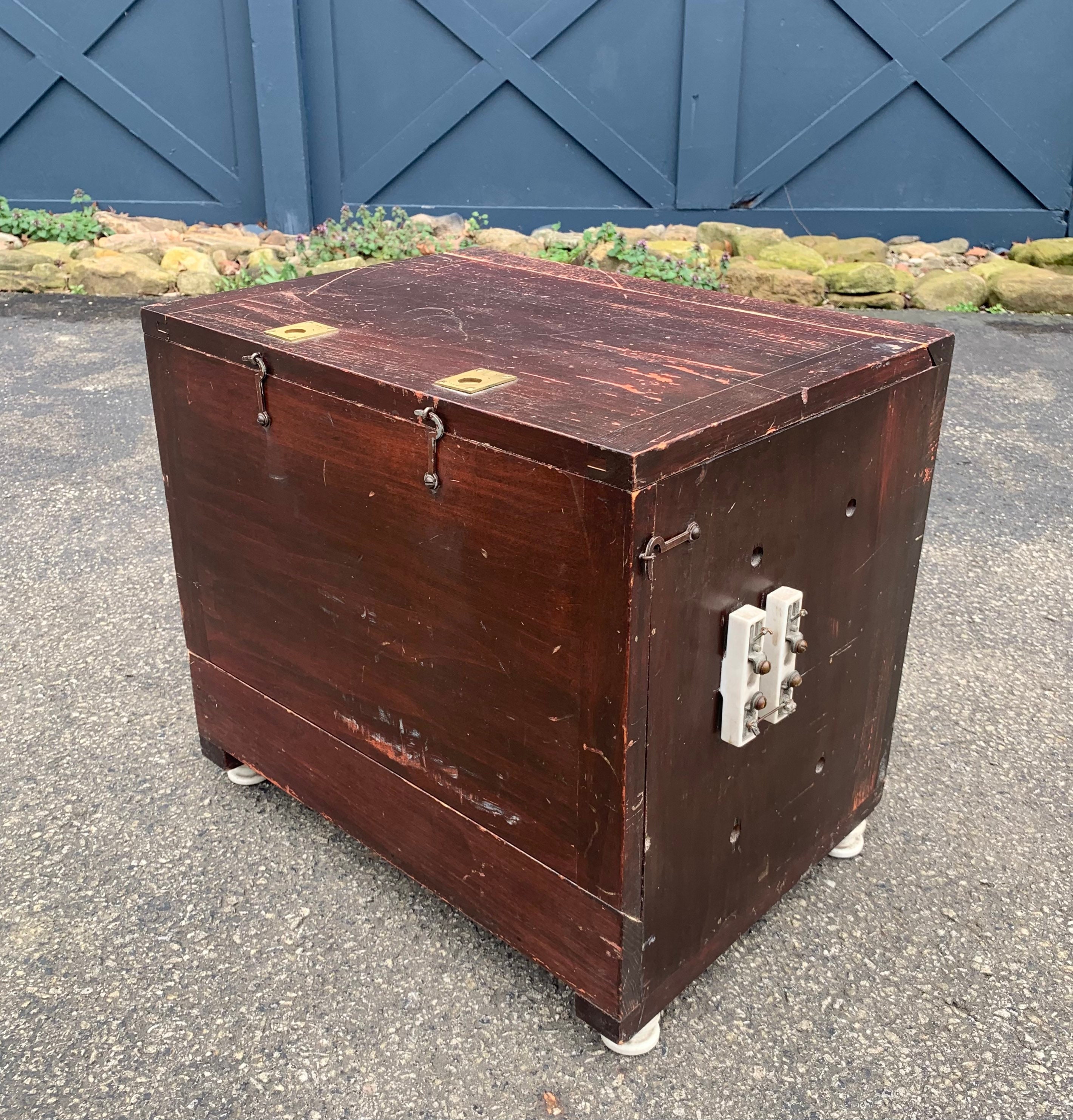 1950's United States Army Military Painted Wood Foot Locker Chest Trunk