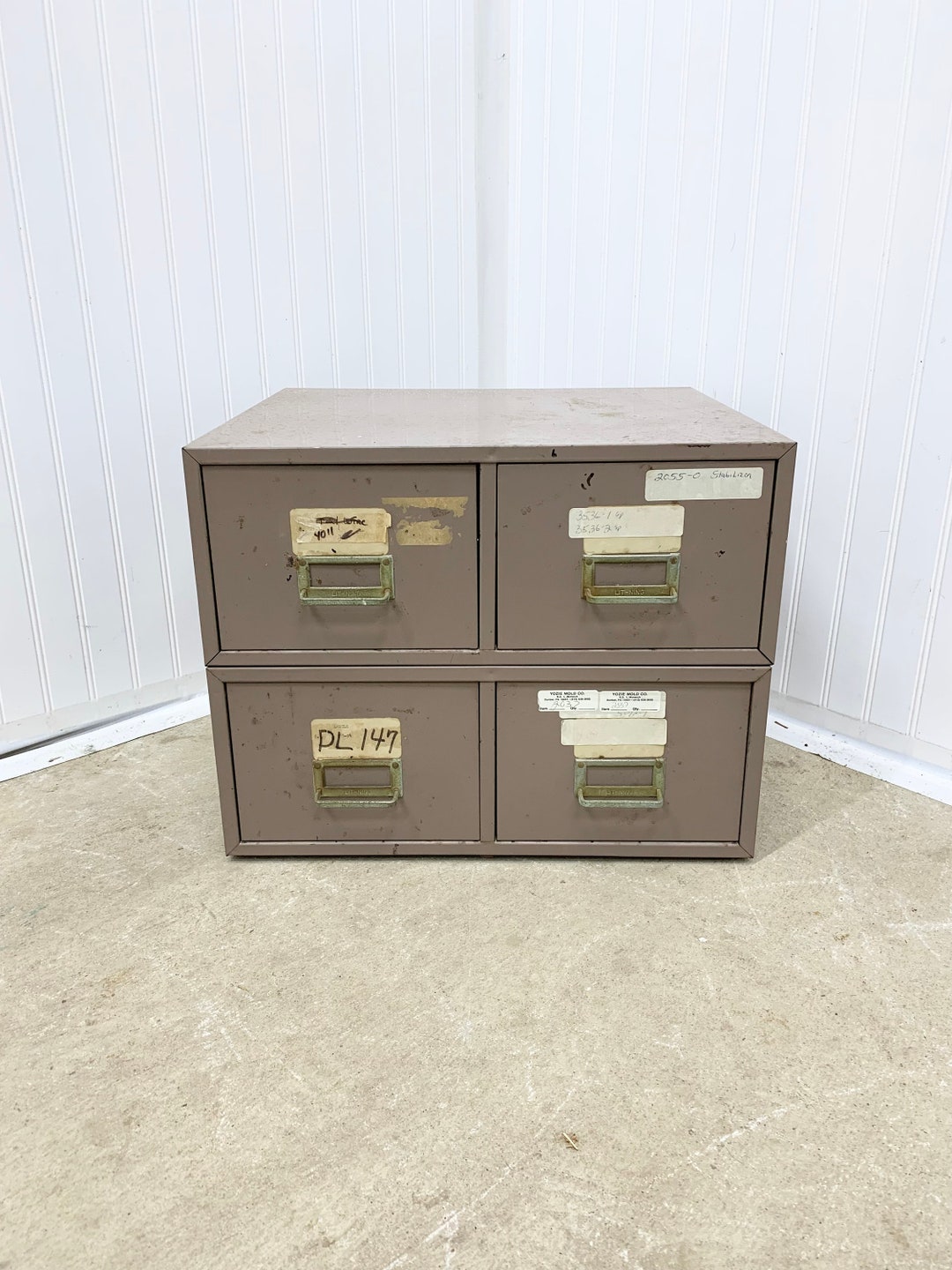 Vintage Pair of Metal Stacking Storage Mid Century Office