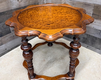 Antique Birds Eye Accent Table, 10 Point Star Design