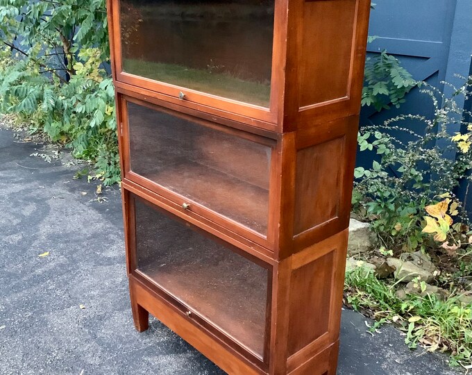 Vintage Wood Barrister Bookcase 5 Pc Stacking Display Case Office