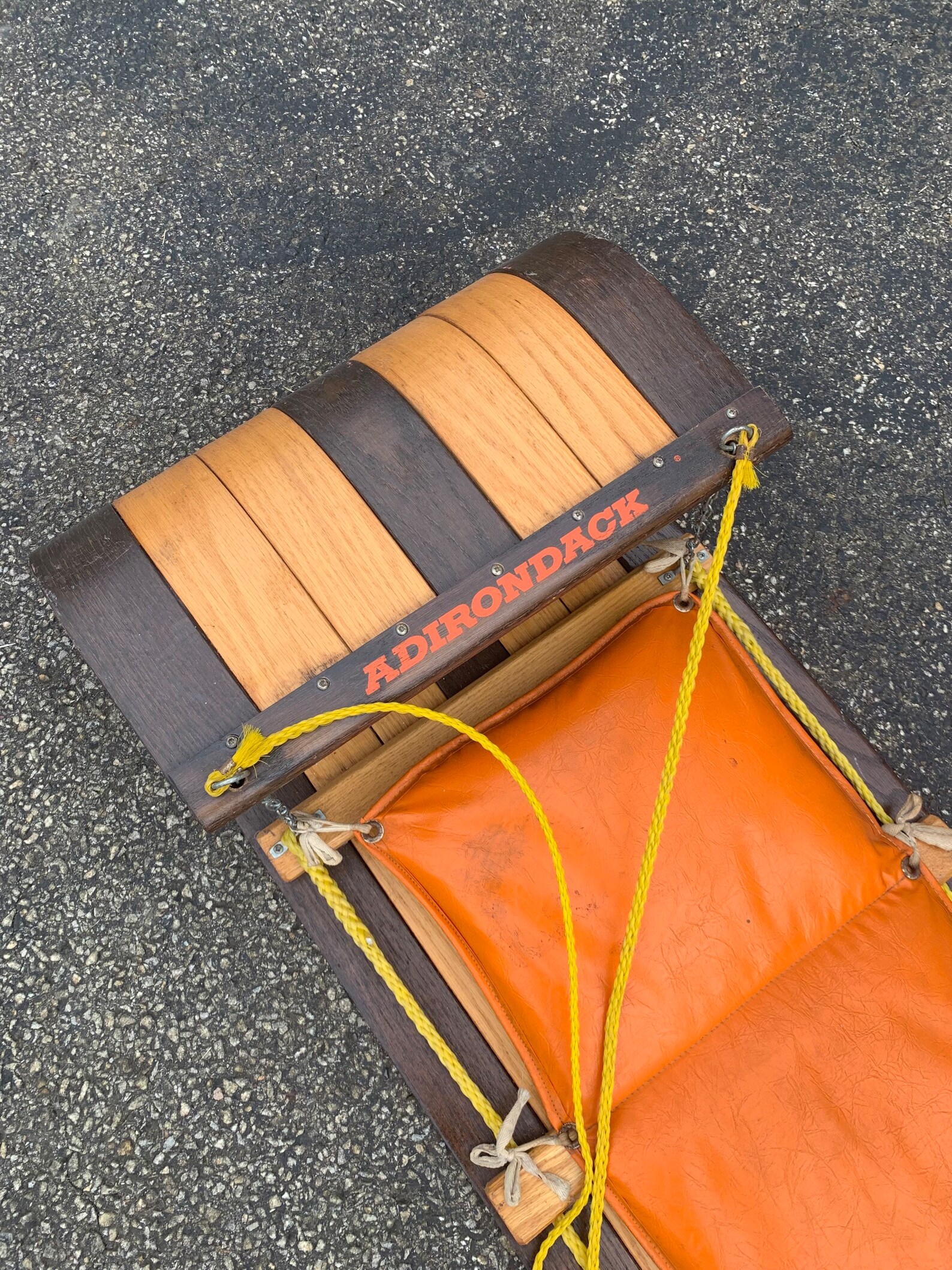 Vintage Adirondack Sled 8' Toboggan W/ Orange Padded Vinyl Etsy