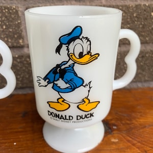 Vintage Mickey Mouse & Donald Duck Milk Glass Mugs, Walt Disney Productions bild 2