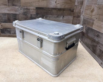 Vintage Aluminum Shipping Case, Metal Footlocker Storage Trunk, Zarges Germany A