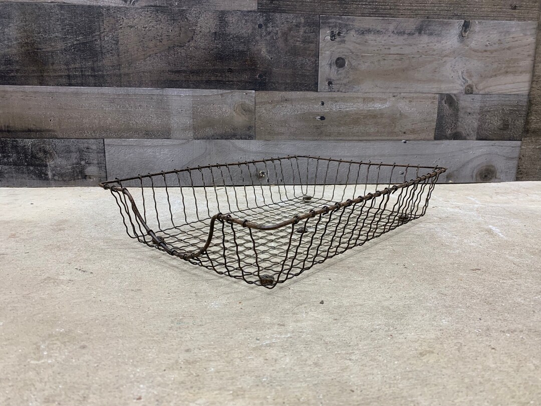 Vintage Wire Basket, Metal Paper Storage Bin, Desk Top Organizer - Etsy