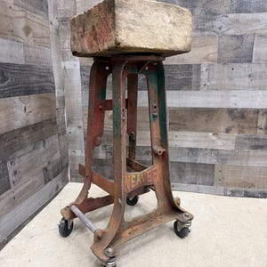 Vintage Cast Iron Weaver Stand, Heavy Duty Industrial Base Table