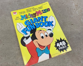 Vintage 1980 Mickey Mouse Giant Fun Book, Large Whitman Coloring Activity Book