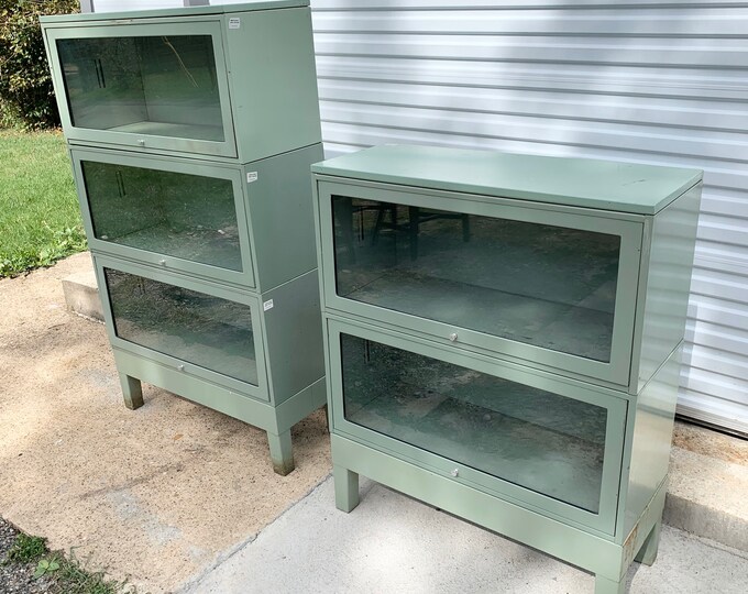 Vintage Mid Century Barrister Bookcase Stacking Steel Metal Etsy