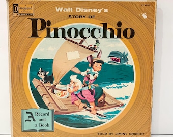 Walt Disney's Storybook Pinocchio Vinyl Record, 1957 Disneyland ST-3905, Songs Soundtrack