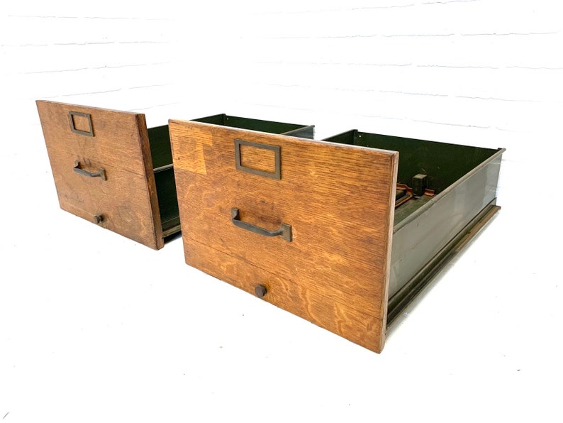 Pair Of Antique Globe Wernicke File Cabinet Drawers Salvaged Etsy